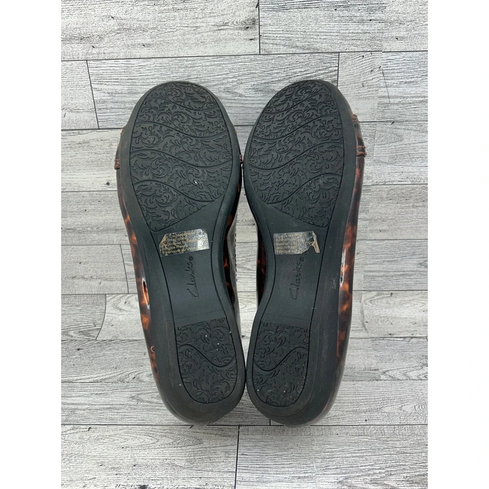 Clarks Collection Tortoiseshell Patent Leather Ballet Flats Women's‎ Size 8.5 M